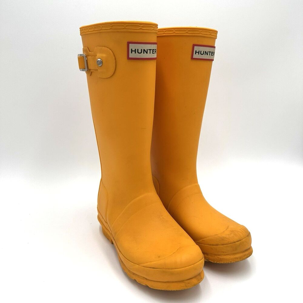 HUNTER Original Kids Yellow Tall Rain Boots Youth Girls 2 Boys 1 Outdoors Unisex
